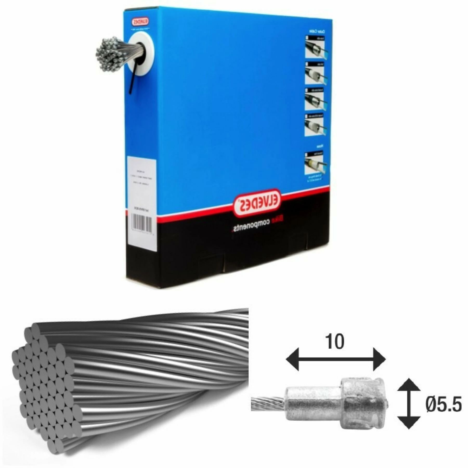 Câble De Frein 1x19 Fils Inox Ø1,5mm Tête En V Ø5,5x10 Elvedes 1 Câble De Frein 1x19 Fils Inox Ø1,5mm Tête En V Ø5,5x10 Elvedes