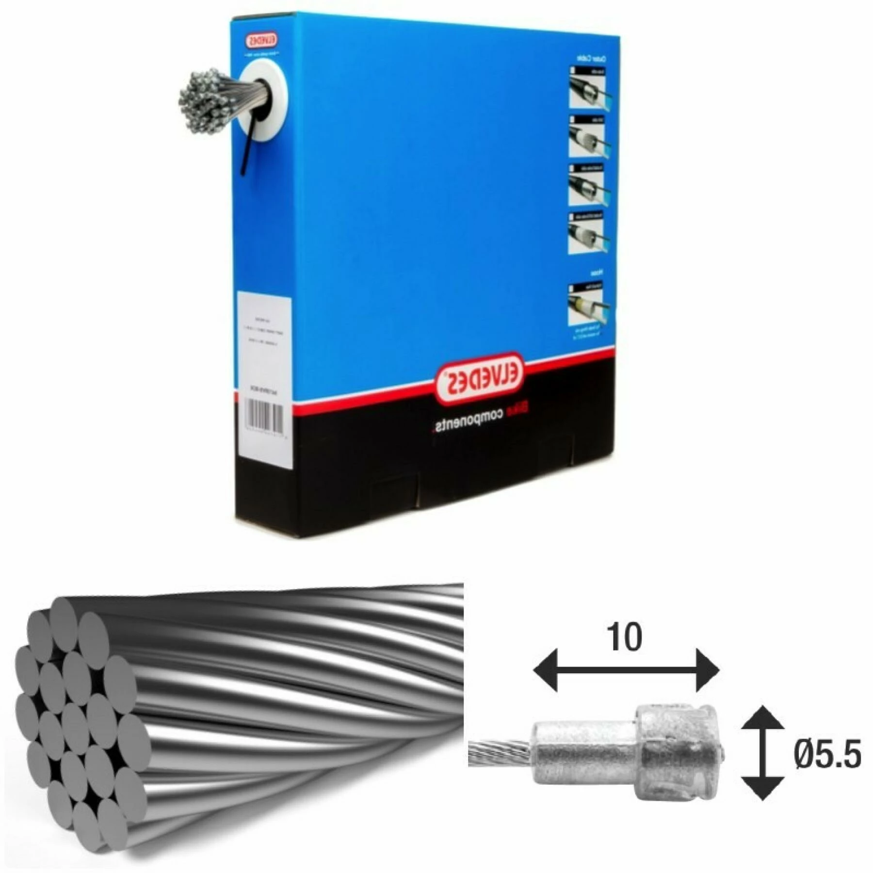 Câble De Frein 1x19 Fils Inox Ø1,5mm Tête En V Ø5,5x10 Elvedes 2 Câble De Frein 1x19 Fils Inox Ø1,5mm Tête En V Ø5,5x10 Elvedes – Image 2