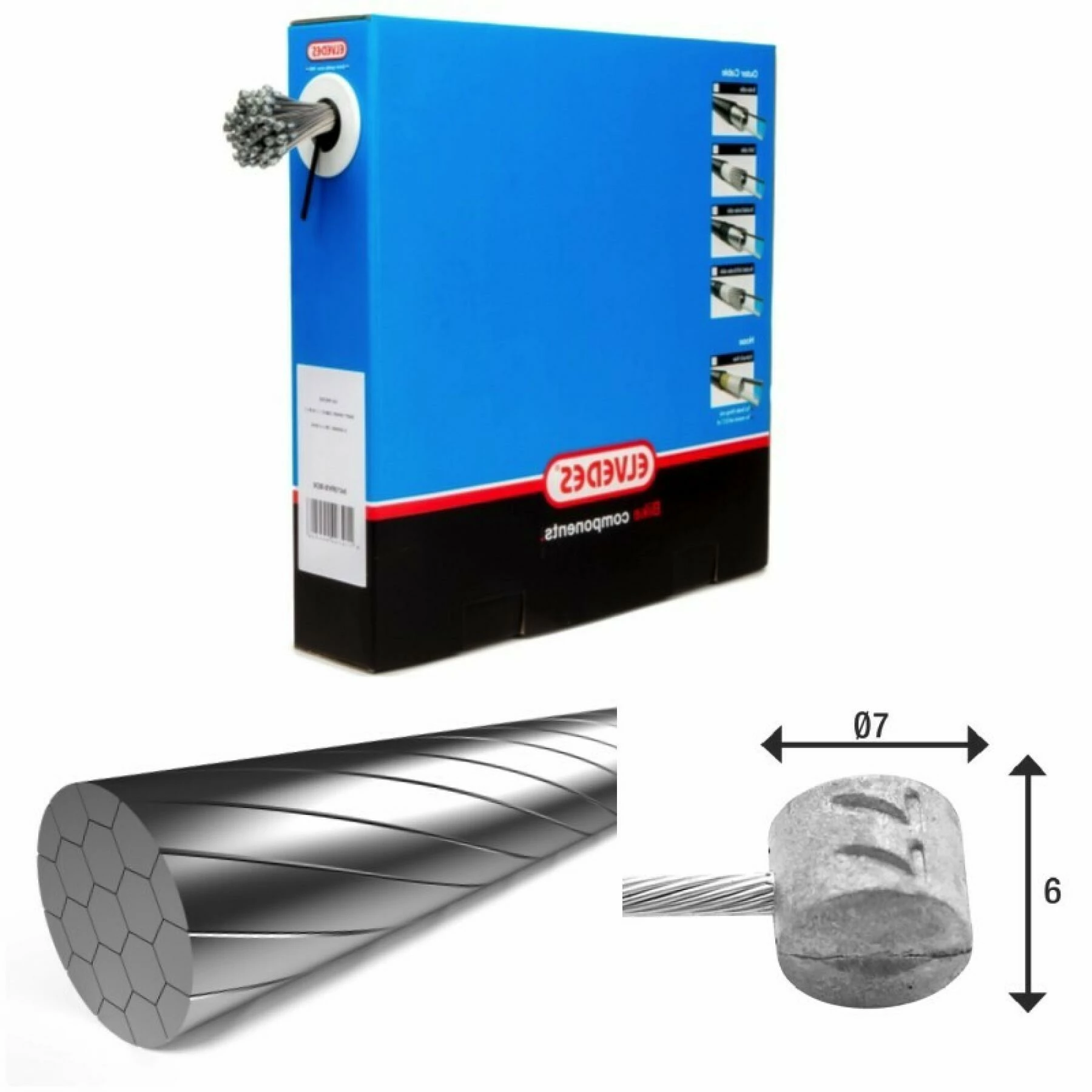 Lot De 100 Câbles De Freins 1x19 Fils Inox Slick Ø1,5mm Tête En T Ø7x6 Elvedes 1 Lot De 100 Câbles De Freins 1x19 Fils Inox Slick Ø1,5mm Tête En T Ø7x6 Elvedes